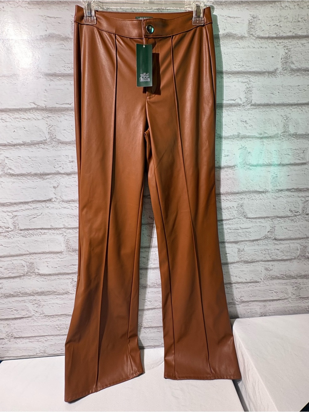wild fable Faux Leather Boot Cut Pants in Brown